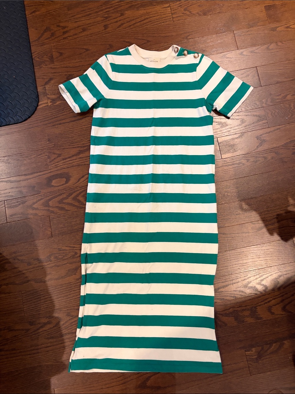 Sezane Green & White Striped Maxi Dress